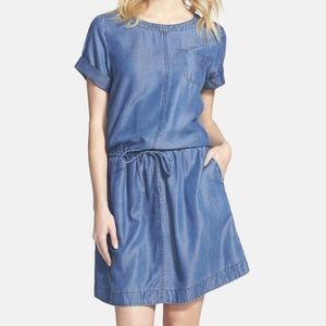Anthropologie Halogen Drawstring Tencel Jean Dress
